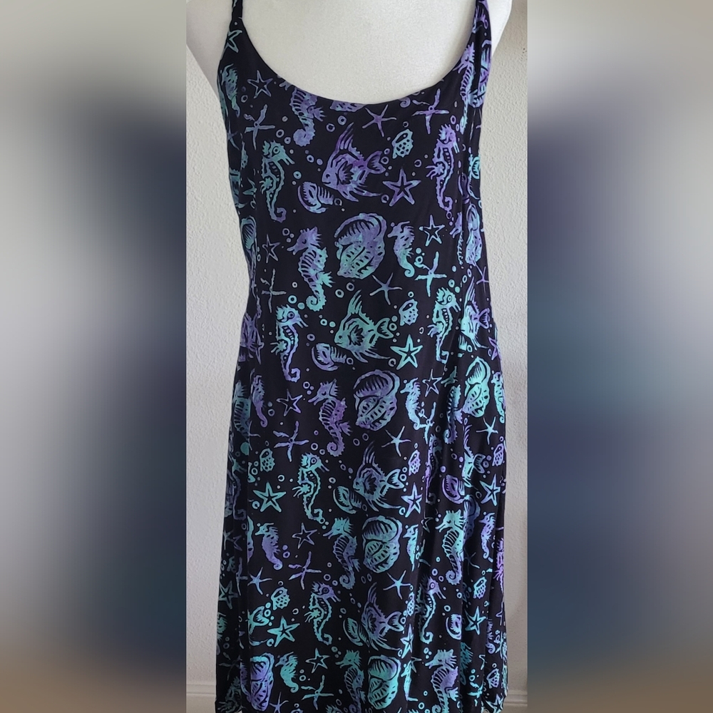 Womens Rum Reggae Black and Purple Sea Life Print Sundress.